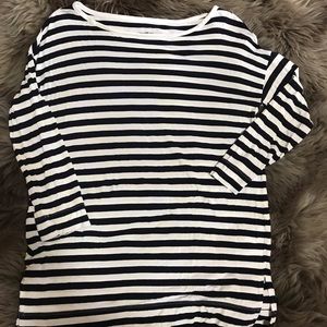 Ann Taylor LOFT Navy and White Striped Tunic, SZ S